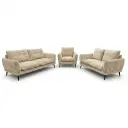 Ensemble de canapés Samara avec pieds en métal et en tissu chenille texturé beige clair