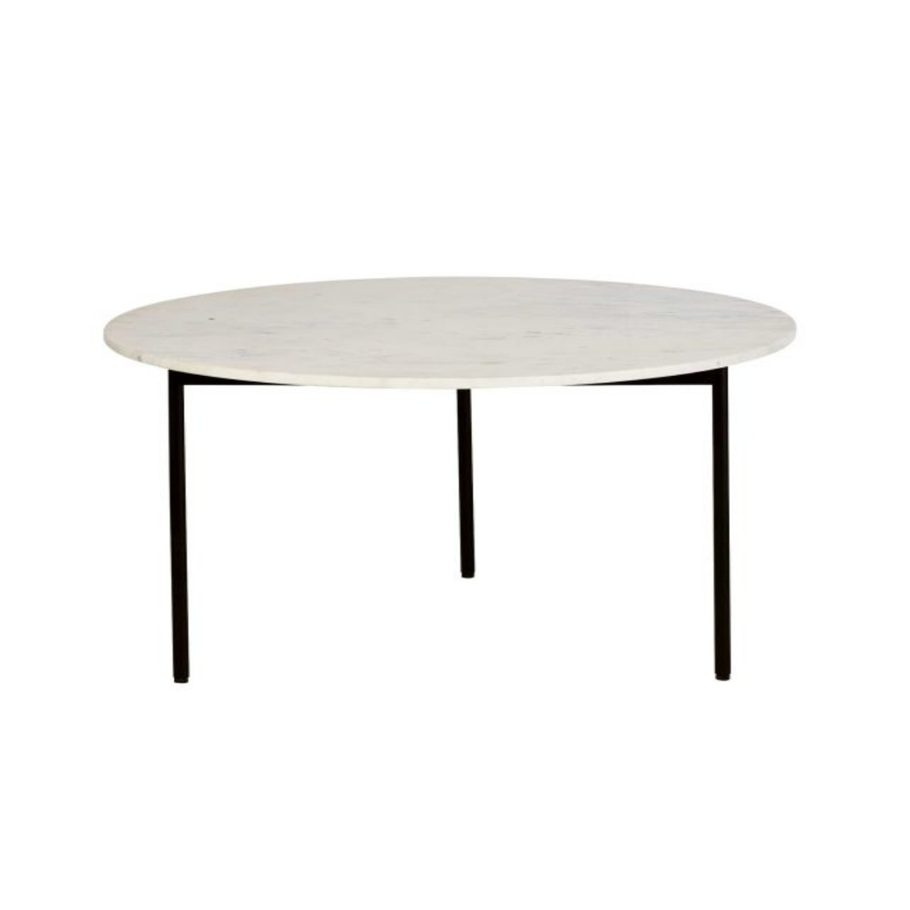 Table basse Eagle ronde en marbre et métal coloris noir D75