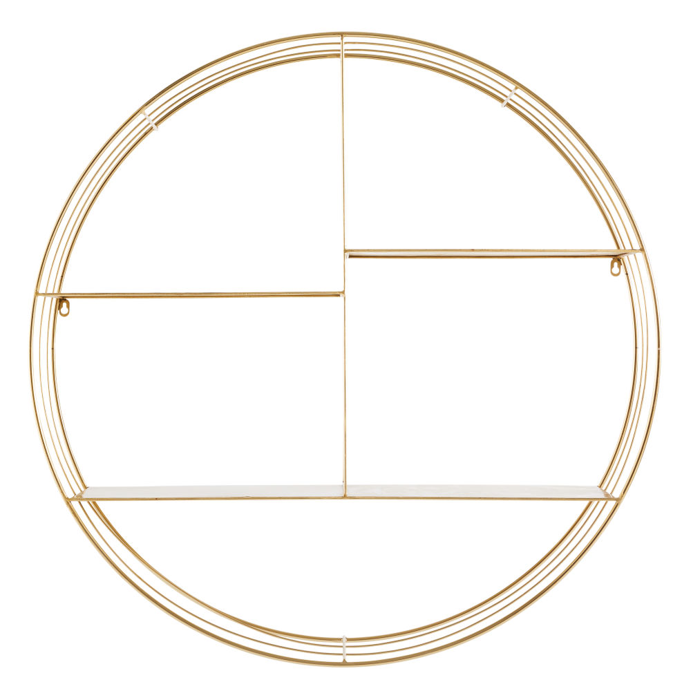 Étagère murale Yoko ronde en métal doré