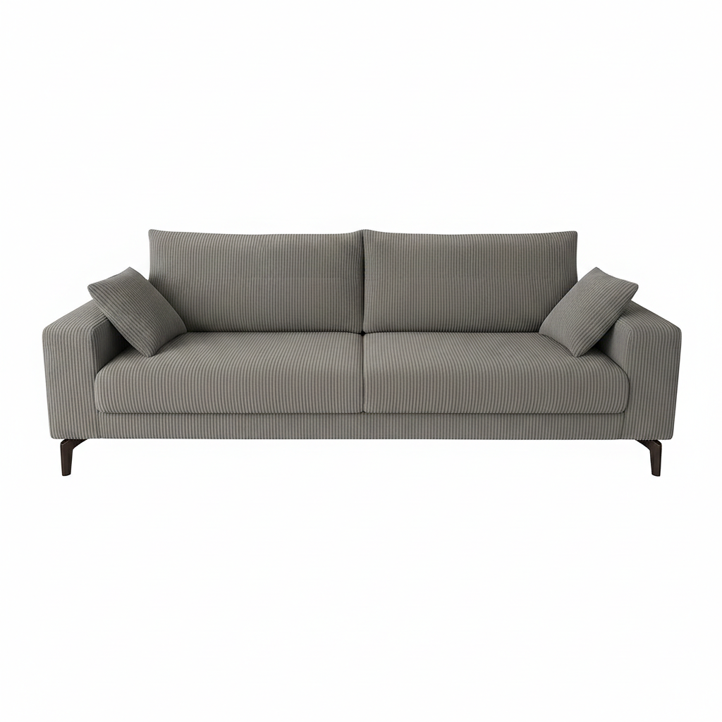 Canapé clic-clac Amelia 3 places en velours côtelé gris