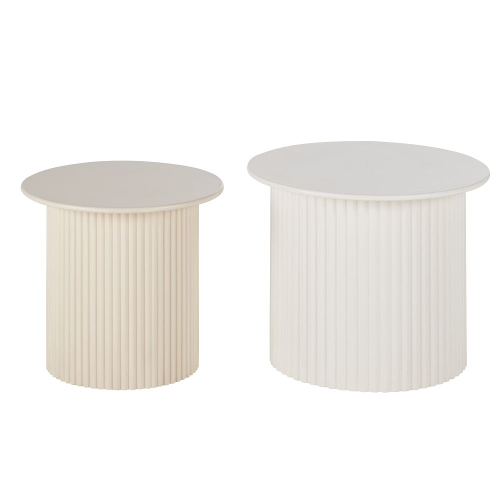 Set de 2 Bouts de canapé Romeo effet blanc et beige