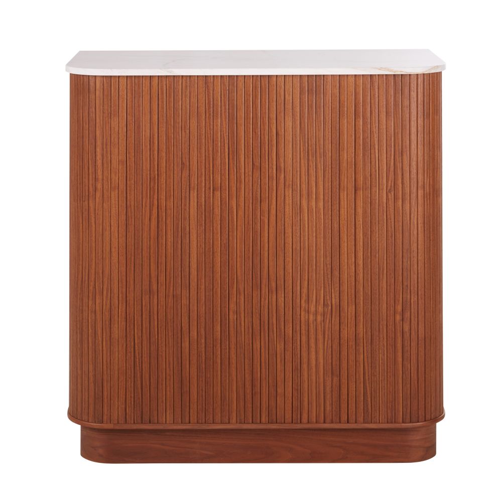 Bar Spiga 2 tiroirs 1 niche range-bouteilles et plateau marbre