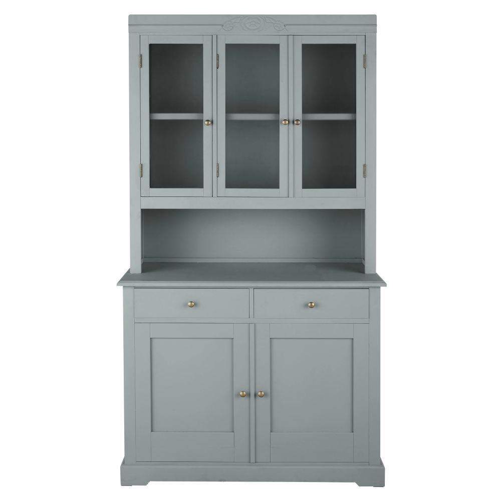 Vaisselier Aimée 5 portes 2 tiroirs vert de gris L104