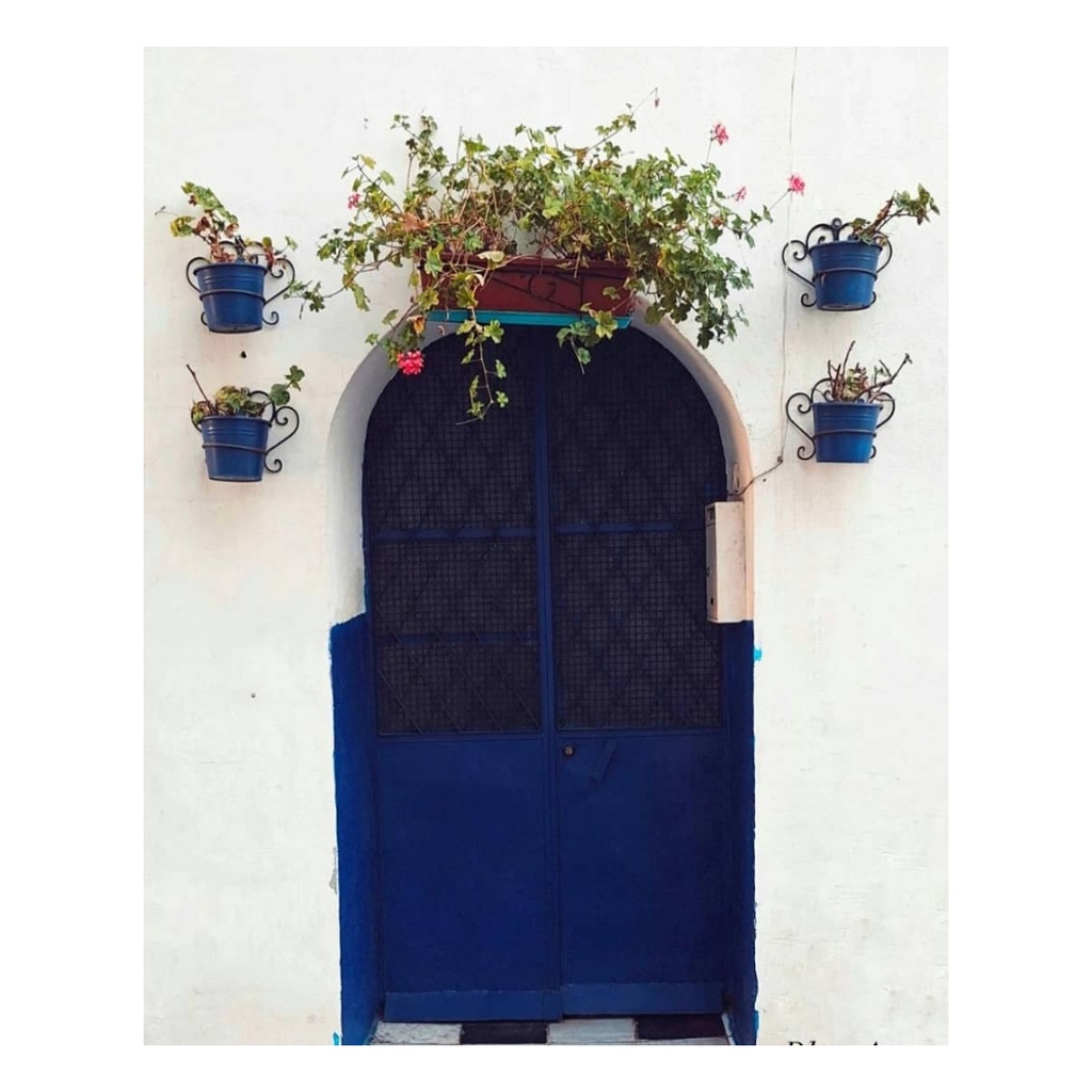 Tableau artistique bleu d'azur sans cadre 110X80