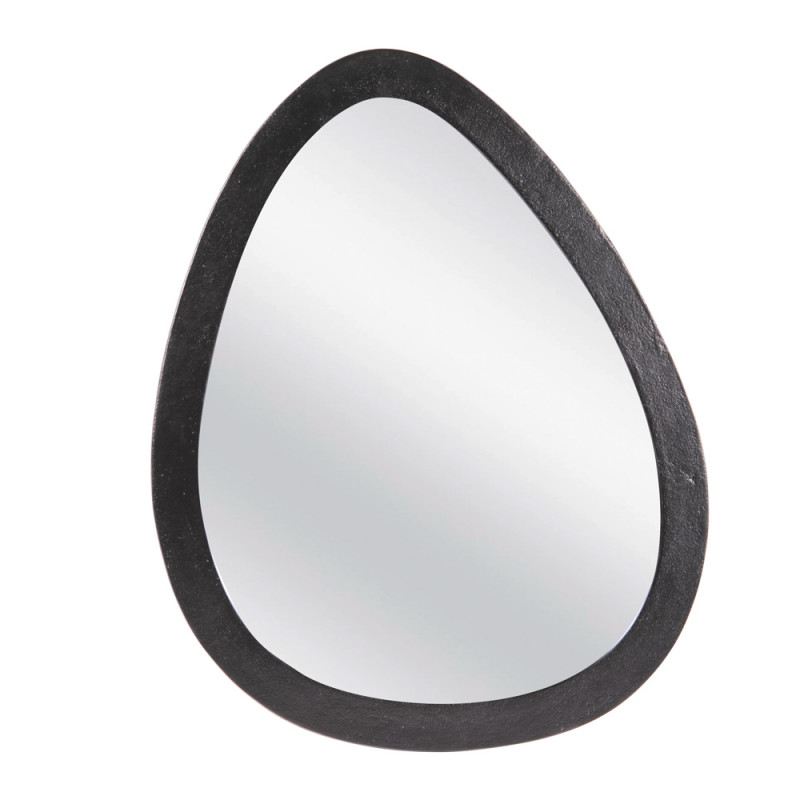 Miroir métal forme œuf noir 78x62