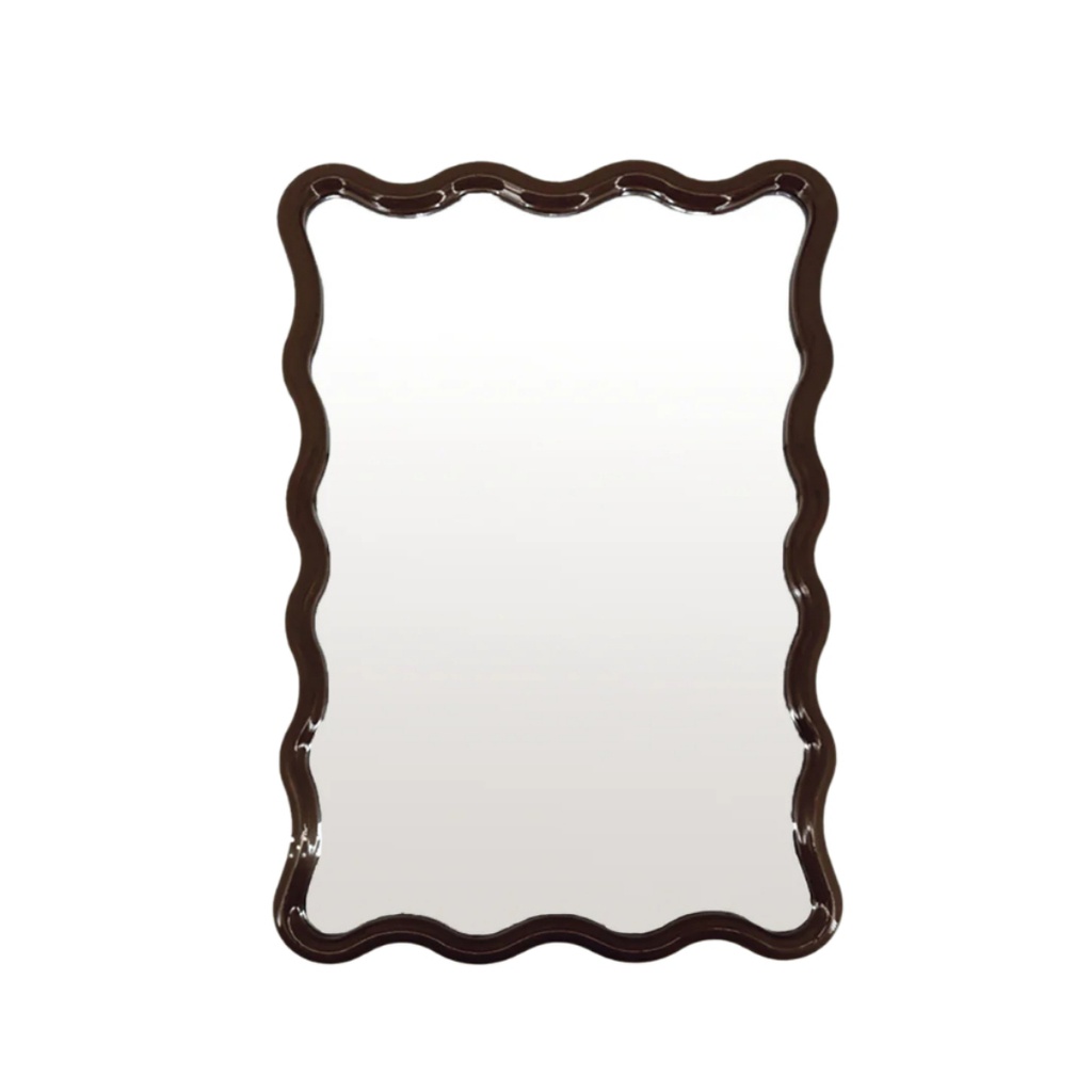 Miroir ondule rectangle gm marron H60cm