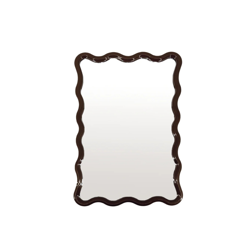 Miroir ondule rectangle pm marron H38cm