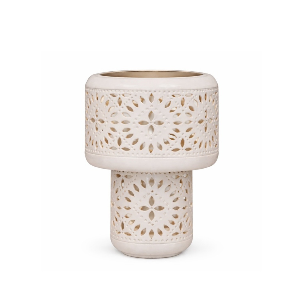 Lampe à poser Nora en métal Émaillé beige H39cm