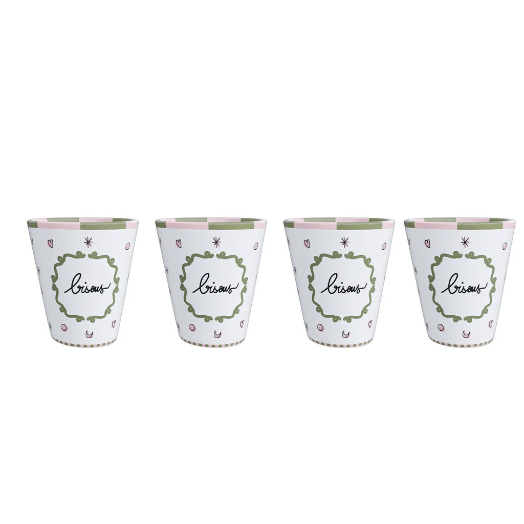 Coffret de 4 gobelets bisous D6,3 H7,2cm
