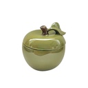Boîte pomme en céramique kaki D16,7 H17cm