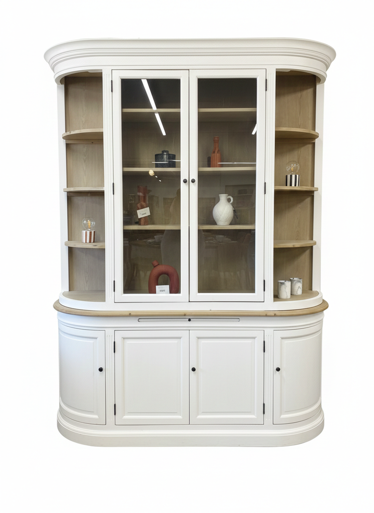 Vaisselier flaubert  4 portes en pin recyclé blanc patiné