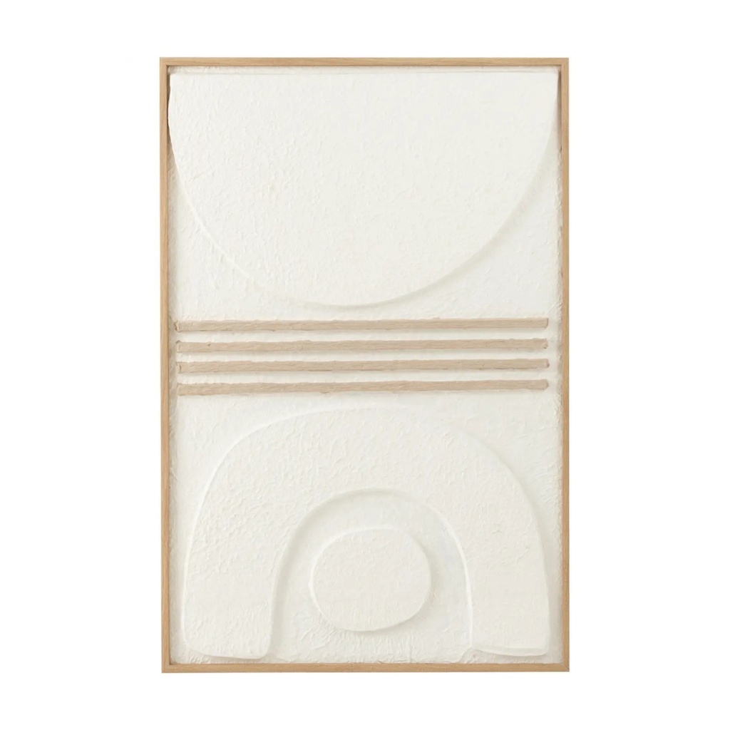 Tableau Thibault motifs abstraits en papier mâché Blanc Beige
