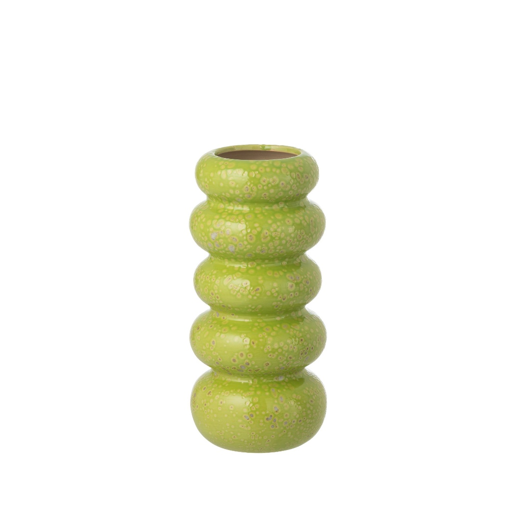 Vase Anneaux pois PM en porcelaine vert
