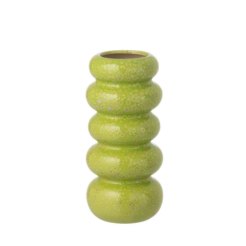 Vase Anneaux pois GM en porcelaine vert