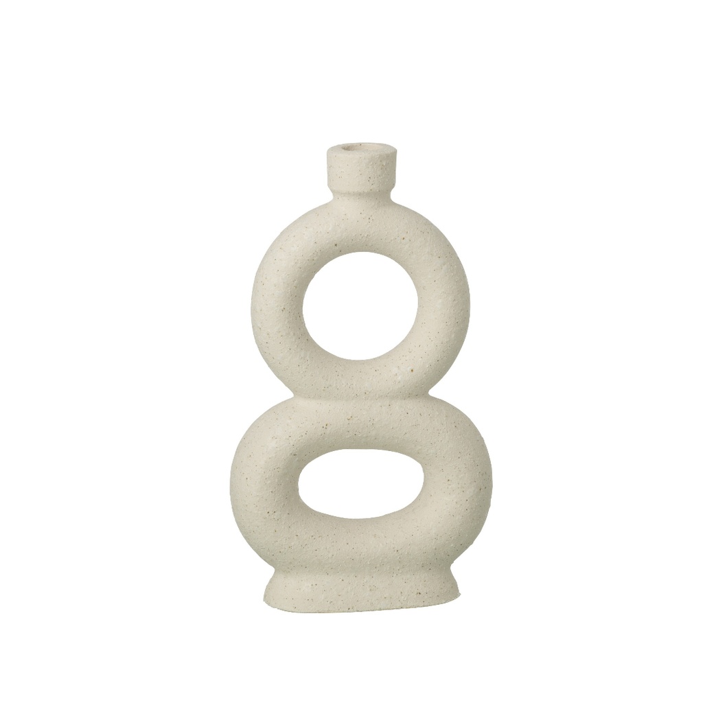 Vase Soliflore GM 2 Anneaux grès blanc cassé