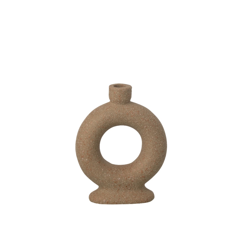 Vase Soliflore 1 Anneau en grès taupe PM