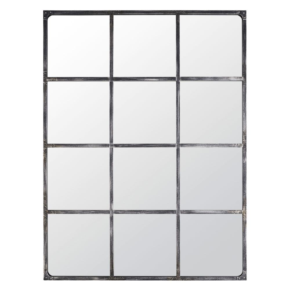Grand miroir fenêtre rectangulaire Manolo en métal noir 135x180