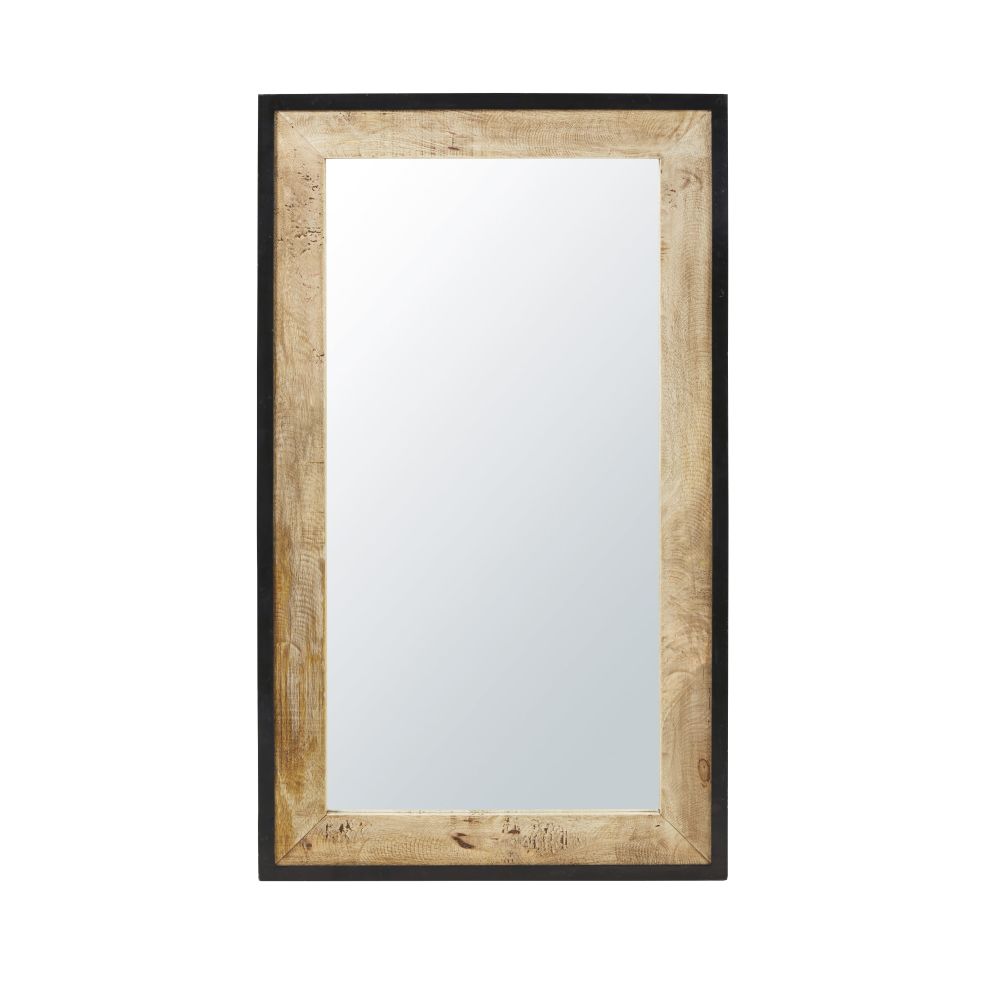 Miroir rectangulaire Miles en bois de manguier et métal noir 70x120
