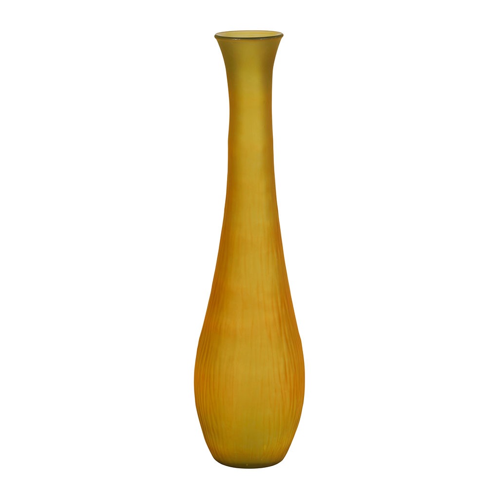 Vase Issea en verre recycle moutarde satine H99