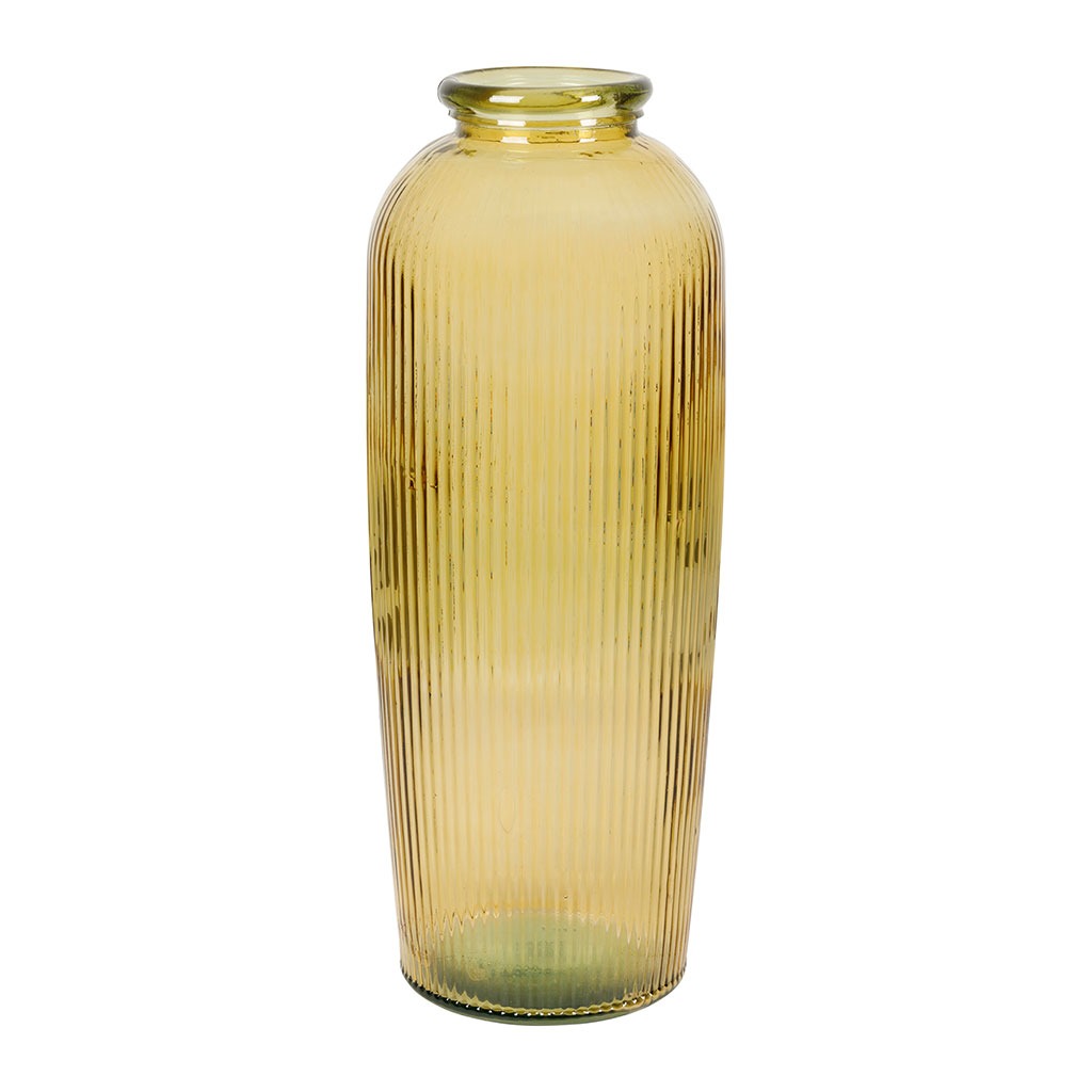 Vase Aheli en verre recycle jaune pâle H72