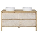 Meuble double vasque boracay de salle de bains 4 tiroirs motifs blancs