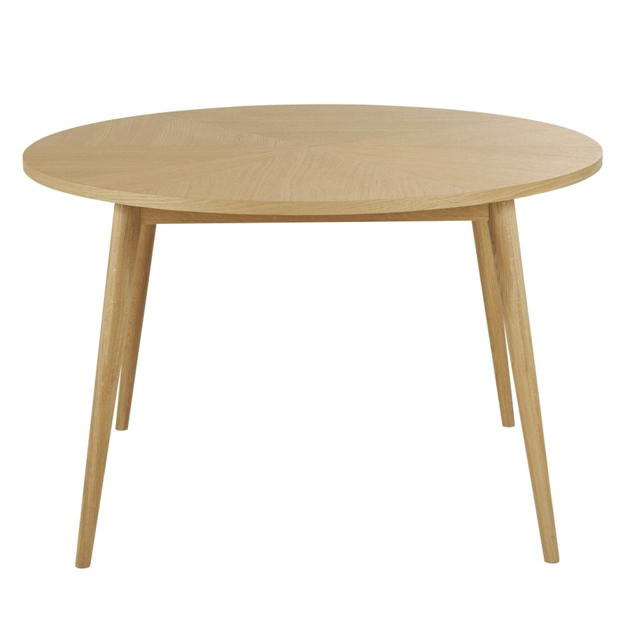 Table à manger ronde Origami en chêne massif et placage chêne 4/6 personnes D120