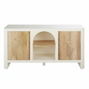 Buffet 2 portes Sartene en bois de manguier et blanc crème