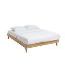 Lit vintage en bois 140x190 Sixties avec sommier à lattes