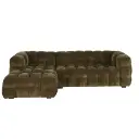 Canapé Lilo nuage d'angle gauche 4/5 places effet velours vert kaki