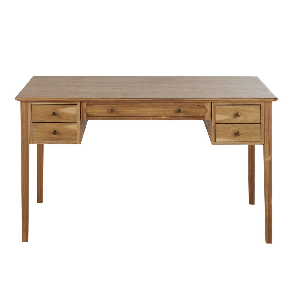 Bureau Selena 5 tiroirs en bois acacia massif