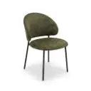 Chaise Vosinia en tissu texturé vert et métal noir 