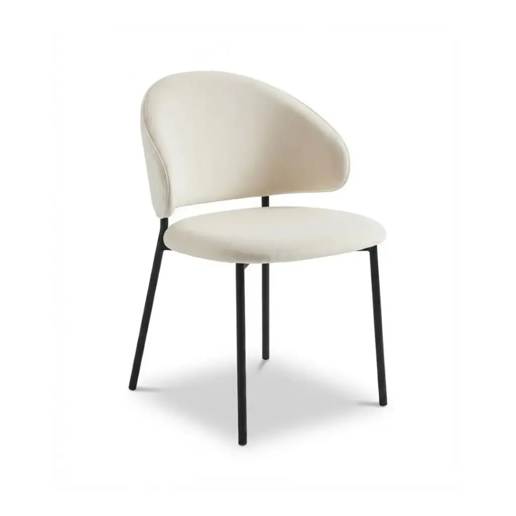 Chaise Vosinia en tissu texturé beige et métal noir 