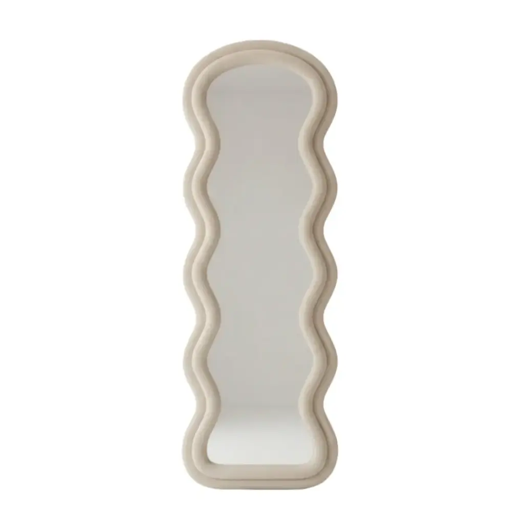 Miroir Linoa ondulé recouvert de velours blanc cassé H160cm