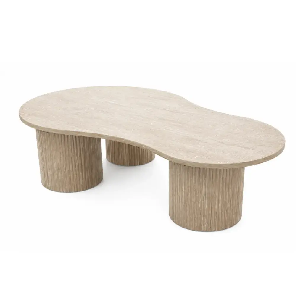 Table basse Maeve en bois recouvert de papier 3D mélaminé beige