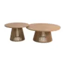 Duo de tables basses Kerala en bois recouvert de papier 3D naturel 