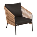 Fauteuil de jardin Arun en résine recyclée beige et acier noir