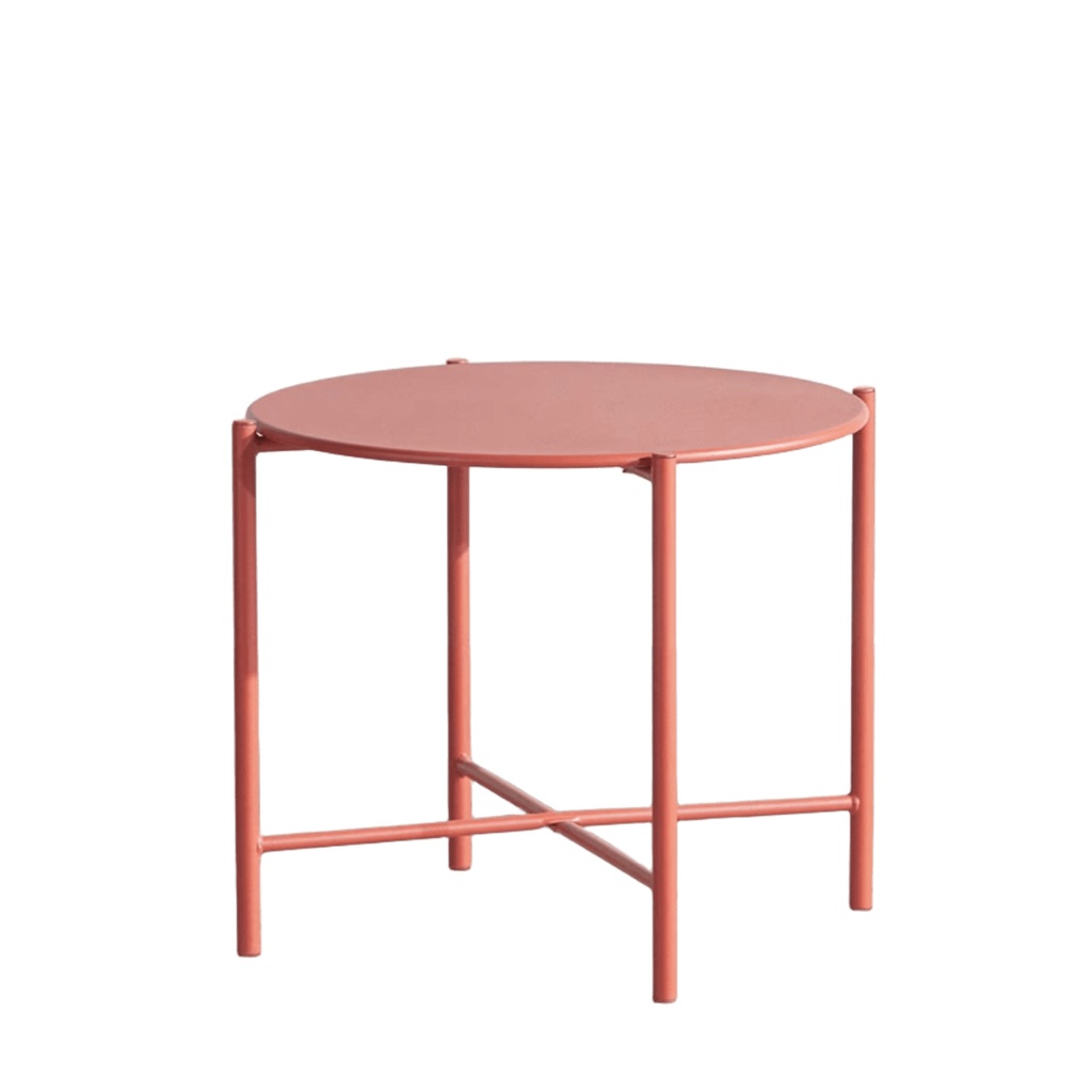Table basse de jardin Calum ronde en acier terracotta, D54 cm