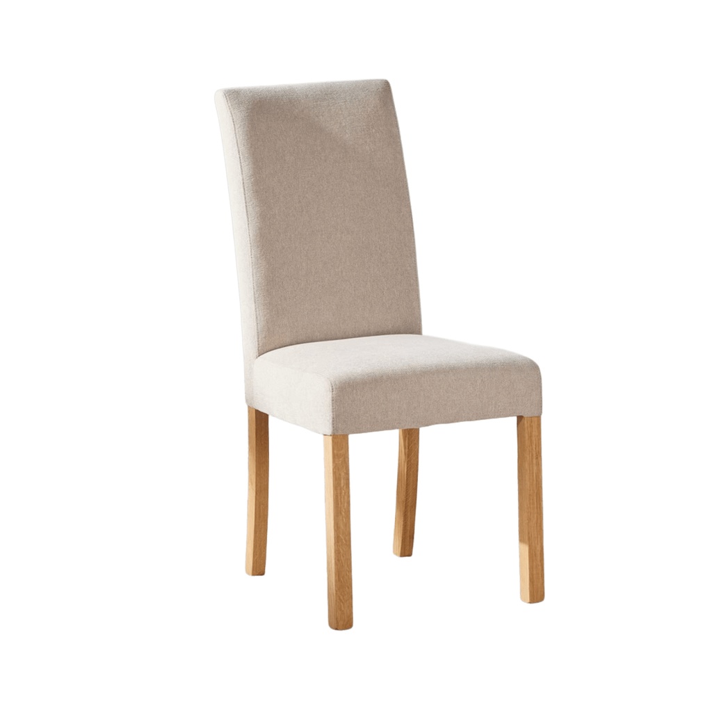Chaise Babeth en textile beige et bois de chêne