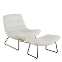 Fauteuil Moon et repose-pieds bouclettes écrues