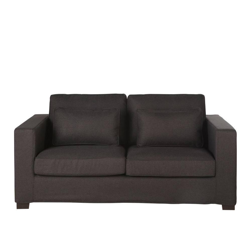 Canapé convertible Milano 2/3 places en textile tramé gris anthracite, matelas 6 cm