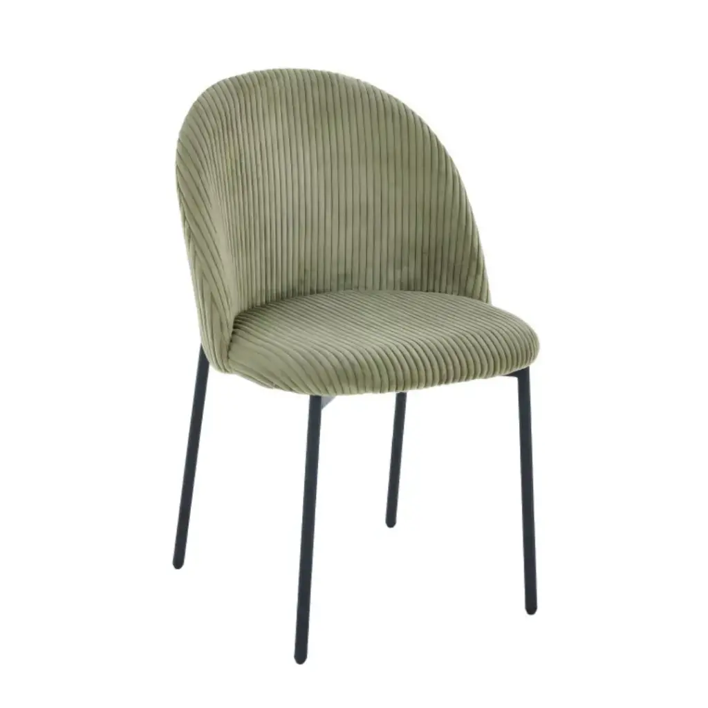 Chaise de salle à manger Sienna en velours côtelé vert