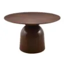 Table à manger ronde Palma en fibre de bois noyer noir avec pieds métal