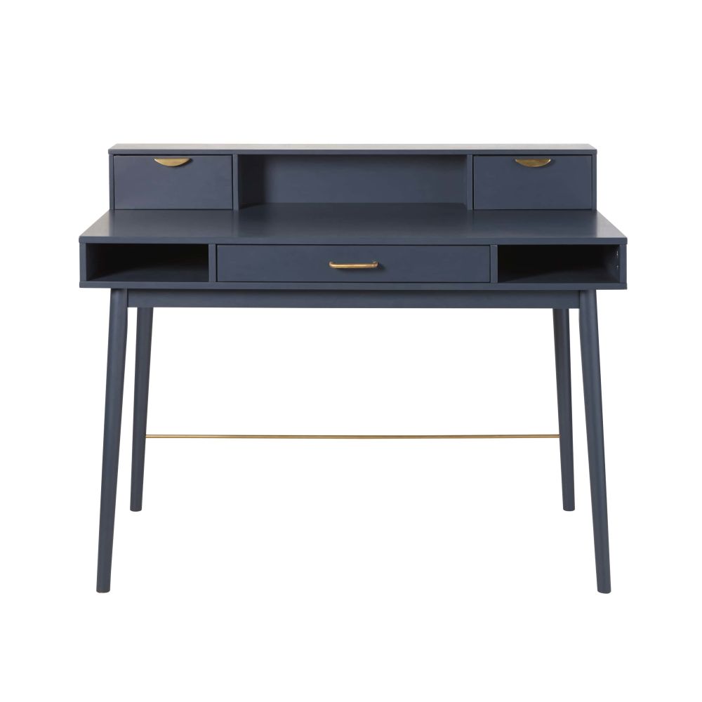 Bureau vintage Penelope 3 tiroirs bleu foncé