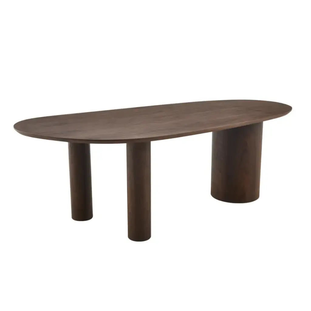 Table à manger ovale Dunia en fibre de bois noyer 