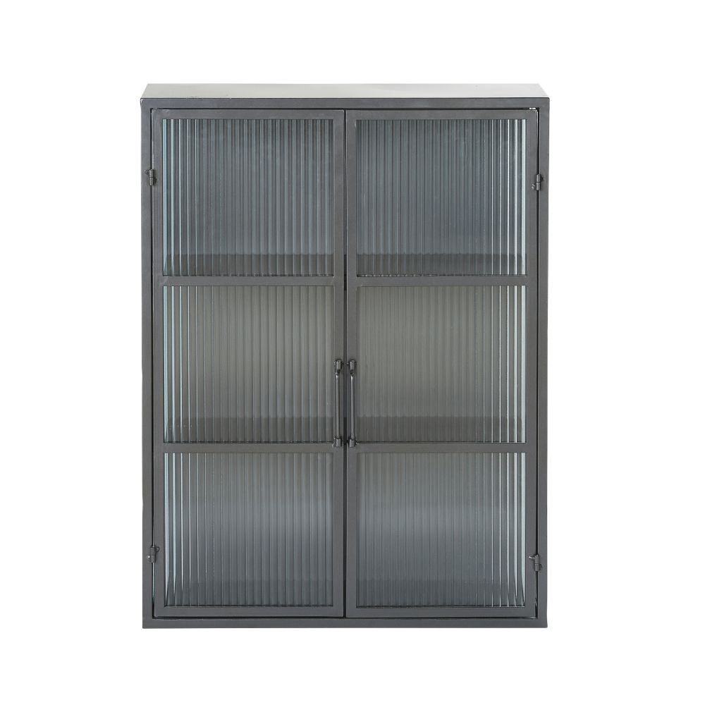 Etagère Carter 2 portes en métal noir et verre armé