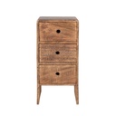 Petit meuble de rangement Tobias 3 tiroirs en manguier gravé main