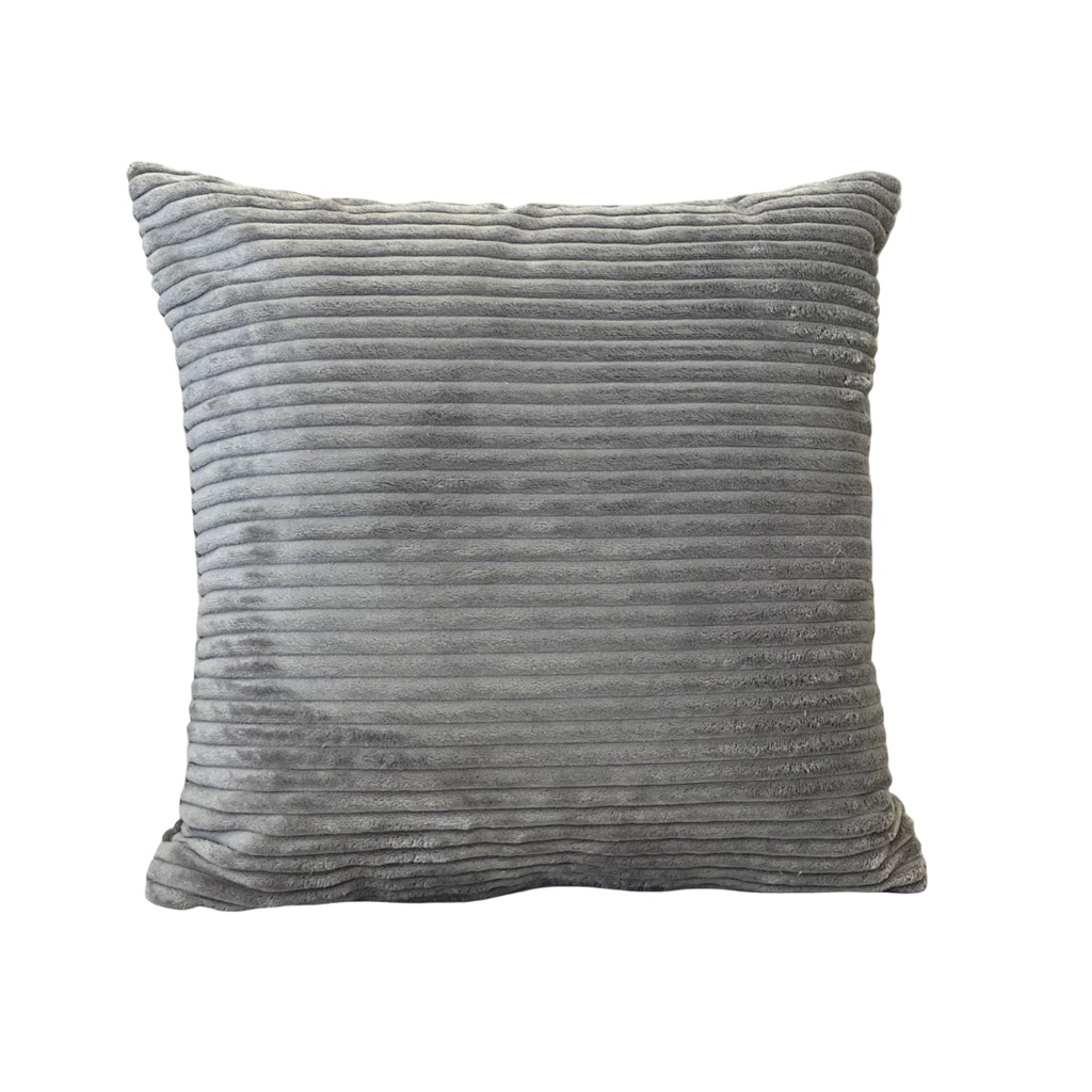 Coussin Mireille en coton côtelé gris