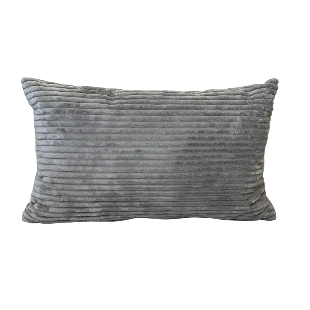 Coussin Mireille en coton côtelé gris 30x50
