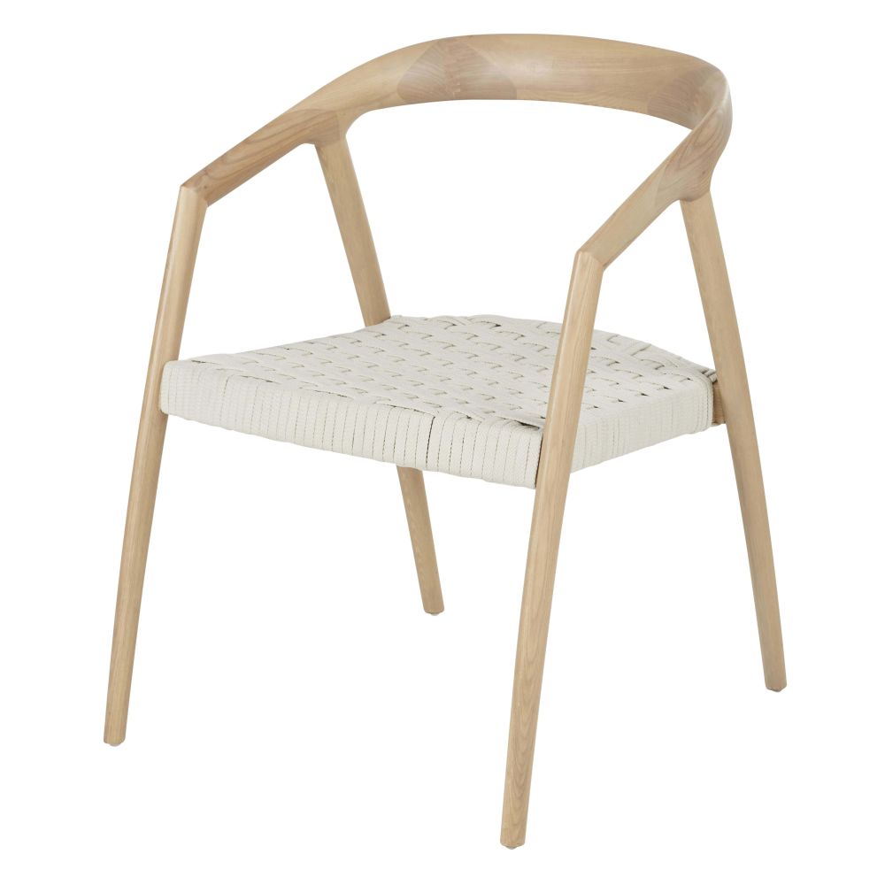 Chaise Mangrove en frêne et assise en corde beige