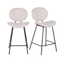 Lot de 2 Chaises Luna pour îlot central bouclettes blanches, bois de chêne et acier noir